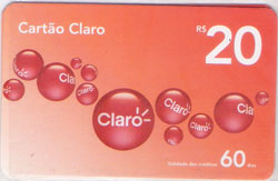 46487 Pr Pago  Claro  Bolas vermelhas R$ 20 Validade 02/2010